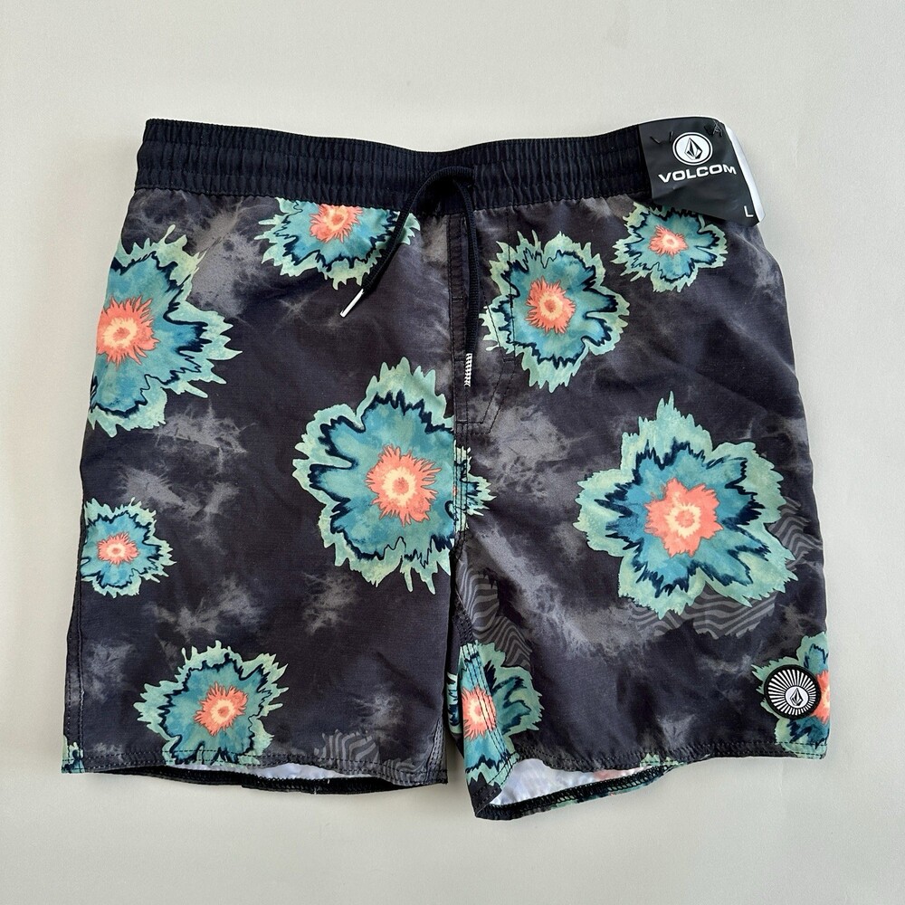 Volcom Board Shorts Trunks Youth Large 12Y - Medal Petal Stoney Swim Surf Beach - Picture 2 of 11